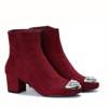 OUTLET Burgundské boty s ozdobnou špičkou na nízkém sloupku Hayley - Obuv