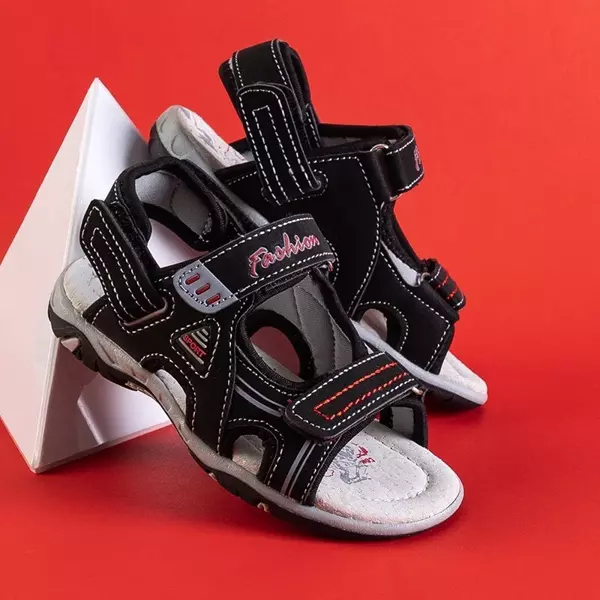 OUTLET Černé chlapecké sandály se suchým zipem Elbrus - Footwear