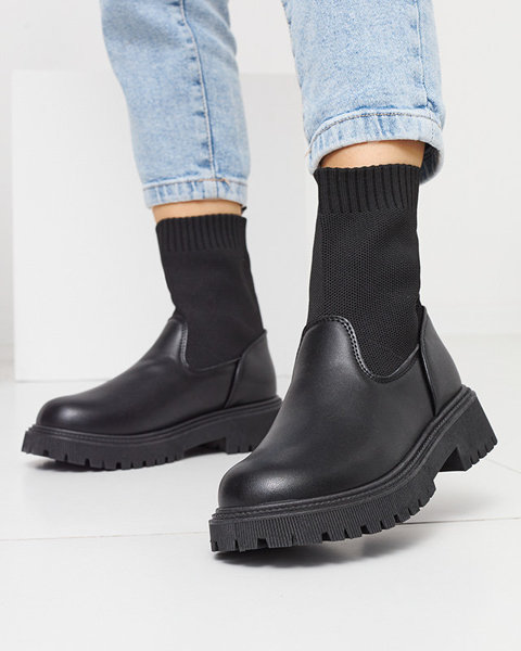 OUTLET Černé dámské kozačky s elastickým svrškem Wanddy- Footwear