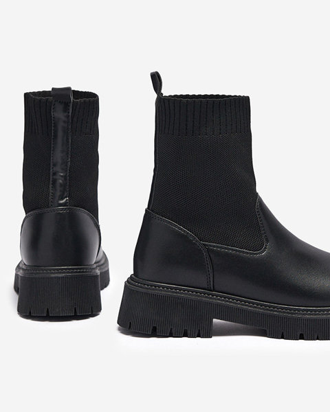 OUTLET Černé dámské kozačky s elastickým svrškem Wanddy- Footwear
