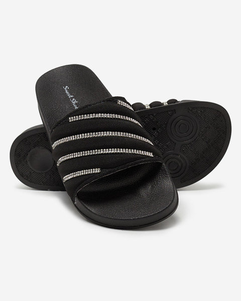 OUTLET Černé dámské pantofle s kubickou zirkony Erikis - Obuv