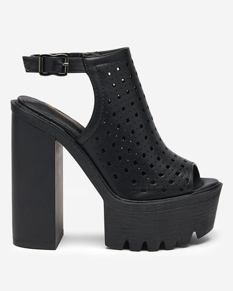 OUTLET Černé dámské prolamované sandály na sloupku Asage-Footwear