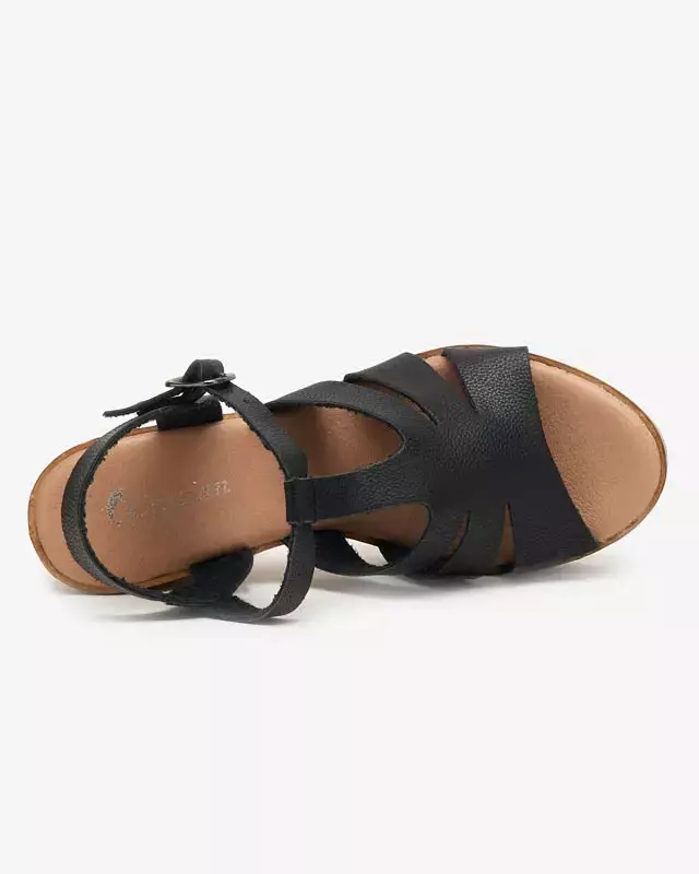 OUTLET Černé dámské sandály na vysokém podpatku Mianka - Obuv