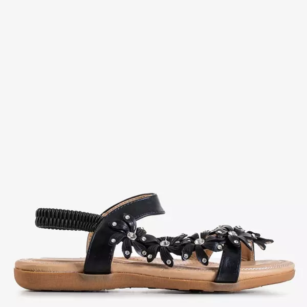 OUTLET Černé dámské sandály s květinami Aflori - obuv