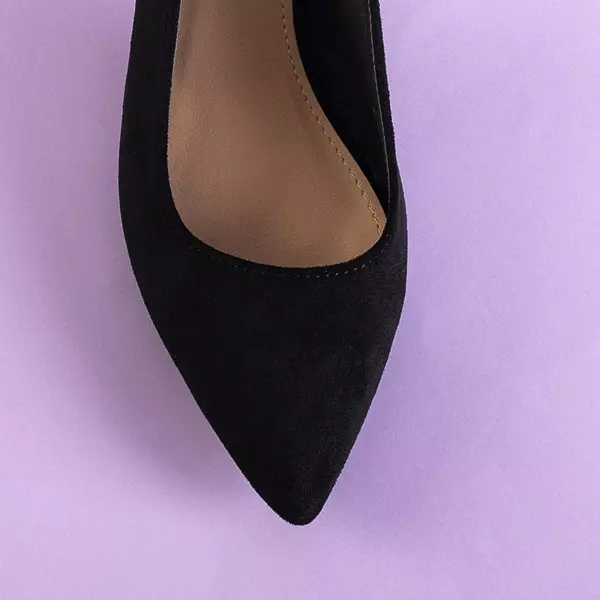 OUTLET Černé dámské sandály z eko semiše na sloupku Panella - obuv