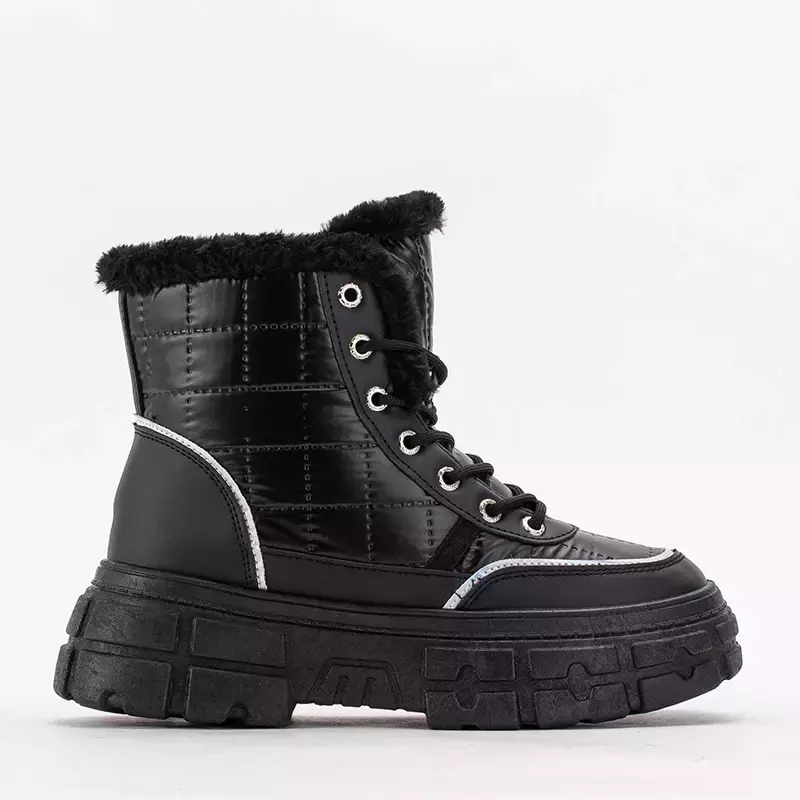 OUTLET Černé dámské sněhule na plochých podpatcích od Lomiksu - Footwear