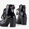 OUTLET Černé lakované dámské boty na sloupku Lucrezia - Footwear