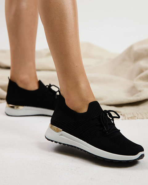 OUTLET Černé tkané sportovní boty pro ženy Ferron- Footwear