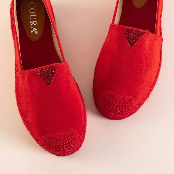 OUTLET Červené dámské espadrilky s kubickým zirkonem Asira - boty