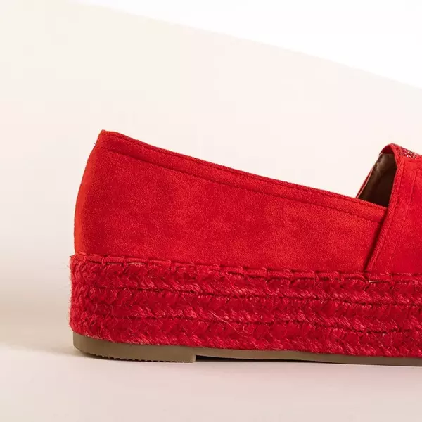 OUTLET Červené dámské espadrilky s kubickým zirkonem Asira - boty