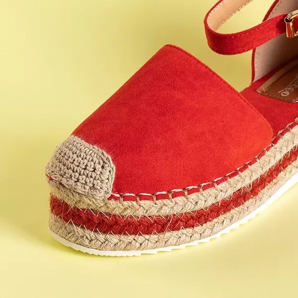 OUTLET Červené dámské sandály a'la espadrilles na platformě Palira-Shoes
