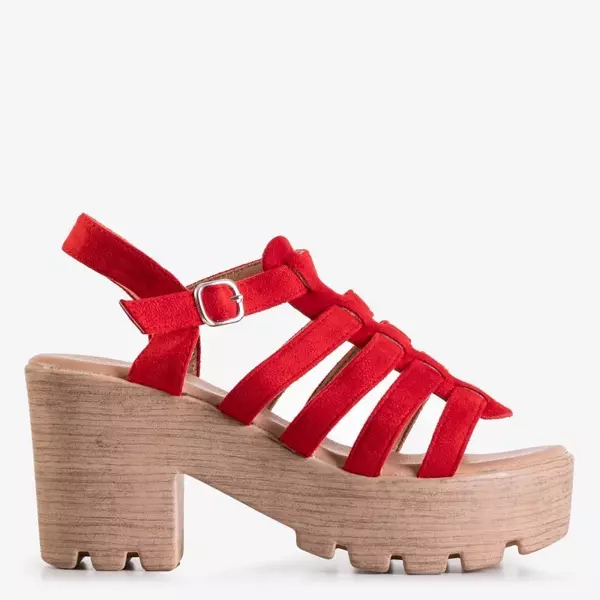 OUTLET Červené dámské sandály na vysokém podpatku Tamianka - Obuv