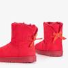 OUTLET Červené dámské sněhové boty s mašlí Pomona - Obuv