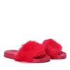 OUTLET Červené pantofle s kožešinou Millie- Shoes