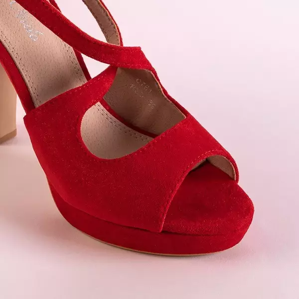 OUTLET Červené sandály na vysokém podpatku Nerona - Boty