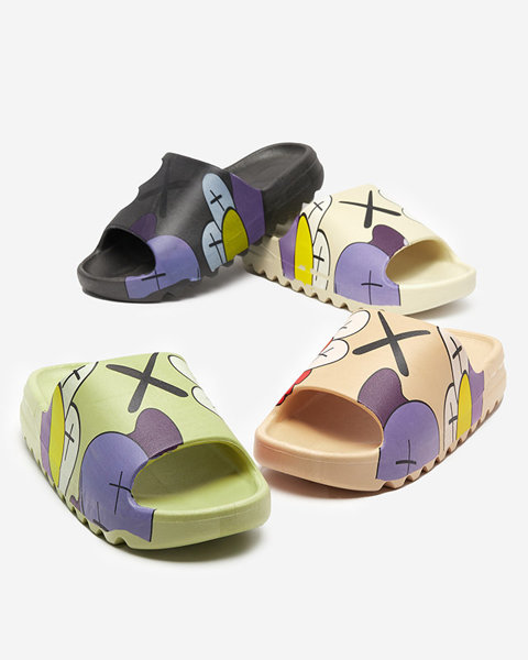 OUTLET Dámské béžové gumové pantofle s potiskem Pfizz-Footwear