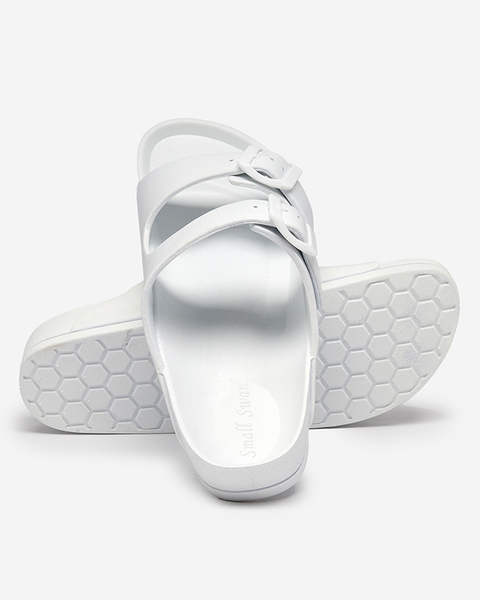 OUTLET Dámské bílé pantofle s přezkami Teliwo - Obuv