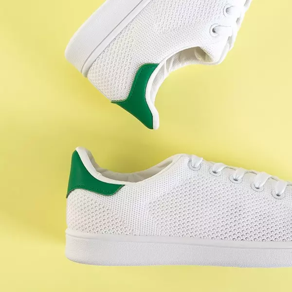 OUTLET Dámské bílé sportovní tenisky se zelenou vložkou Grenbe - Footwear