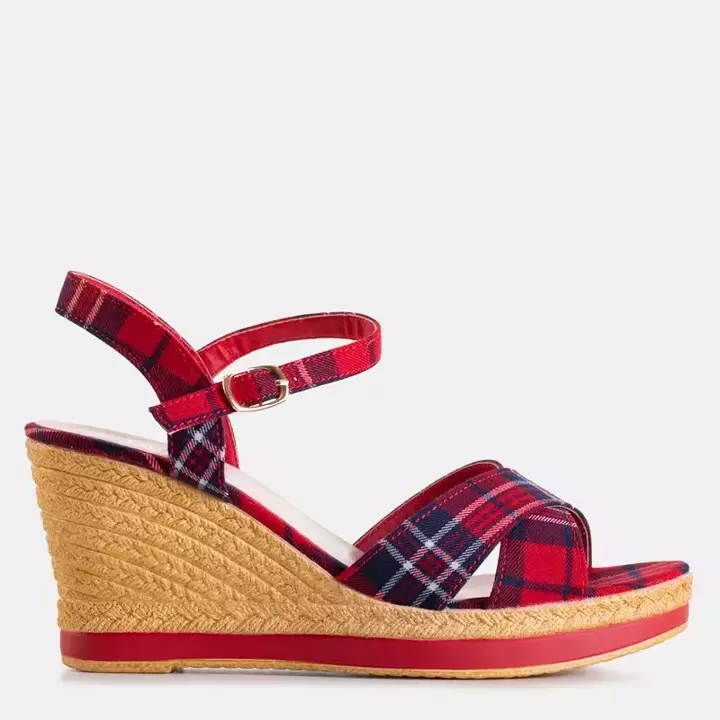 OUTLET Dámské červené kostkované sandály Luqio - boty