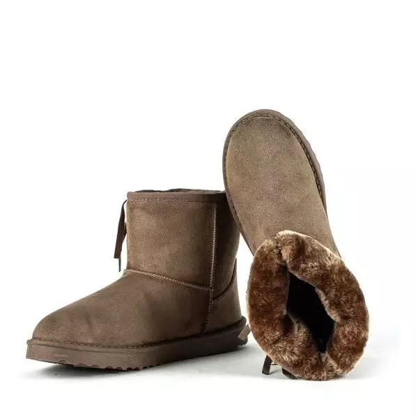 OUTLET Dámské khaki sněhové boty s dekoracemi Figgi - Obuv