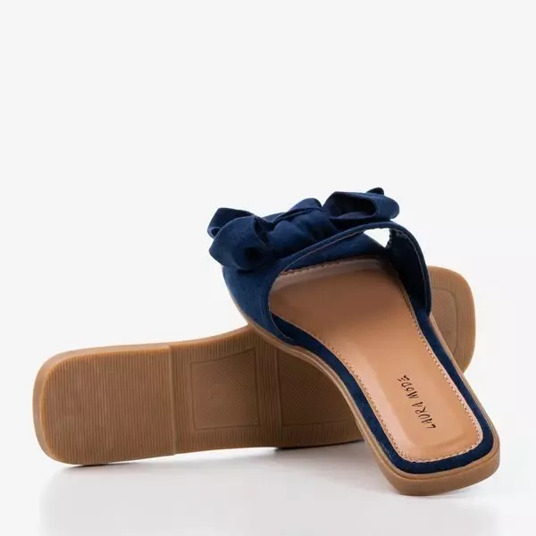 OUTLET Dámské námořnické modré pantofle s mašlí Mirenae - Obuv