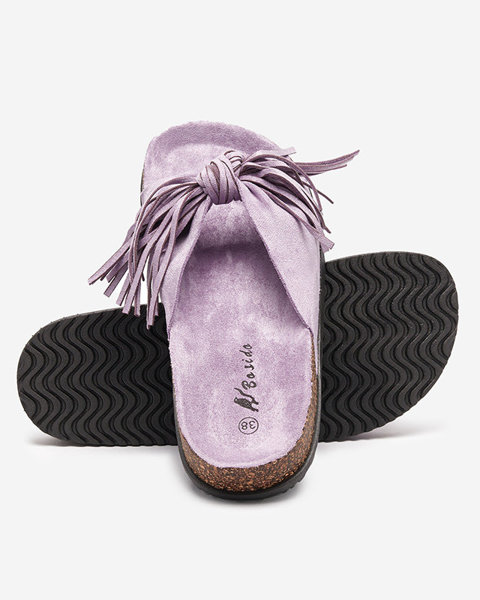 OUTLET Dámské pantofle s fialovými třásněmi Guttis-Shoes