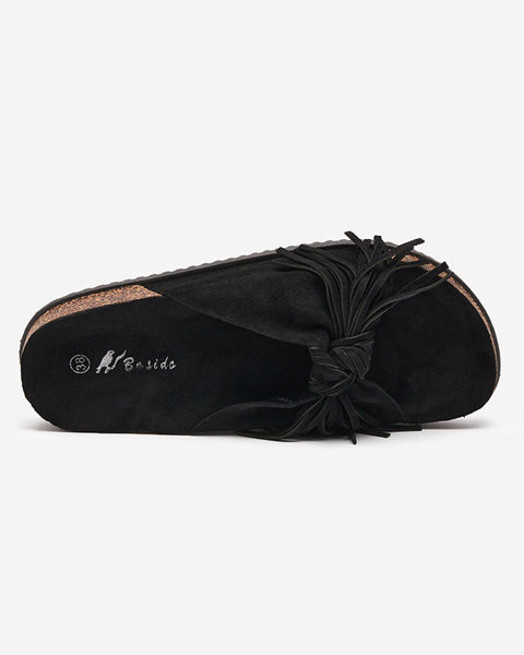 OUTLET Dámské pantofle s třásněmi v černé barvě Guttis- Footwear