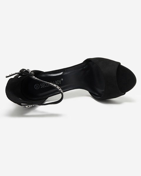 OUTLET Dámské sandály na vysokém podpatku v černé barvě Opass-Shoes