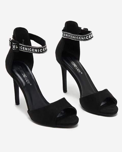 OUTLET Dámské sandály na vysokém podpatku v černé barvě Opass-Shoes