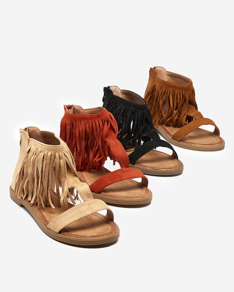 OUTLET Dámské sandály s béžovými třásněmi Clov- Shoes