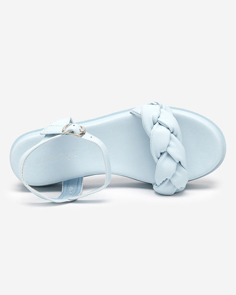 OUTLET Dámské světle modré sandály s copánkovým páskem Kafha - Obuv