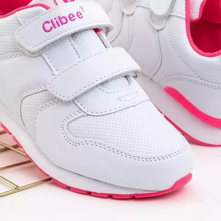 OUTLET Dětská bílá sportovní obuv s růžovými prvky. Sariah - Obuv