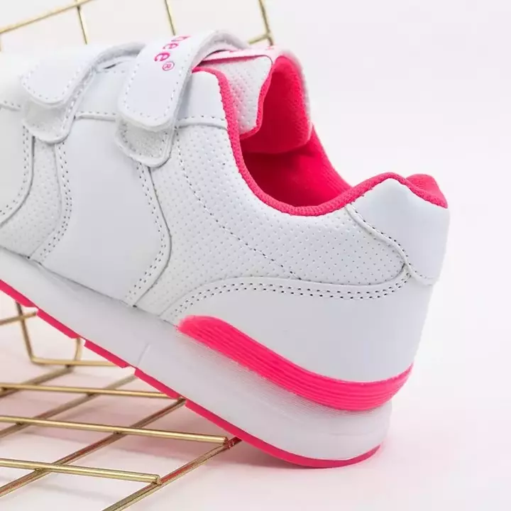 OUTLET Dětská bílá sportovní obuv s růžovými prvky. Sariah - Obuv