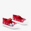 OUTLET Dětské červené baleríny s květinami Mini - boty
