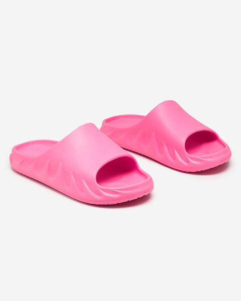 OUTLET Klasické dámské gumové pantofle v neonově růžové barvě Derika - Obuv