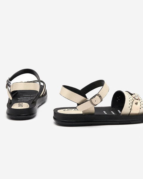 OUTLET Lesklé béžové dámské ploché sandály Nafi- Footwear
