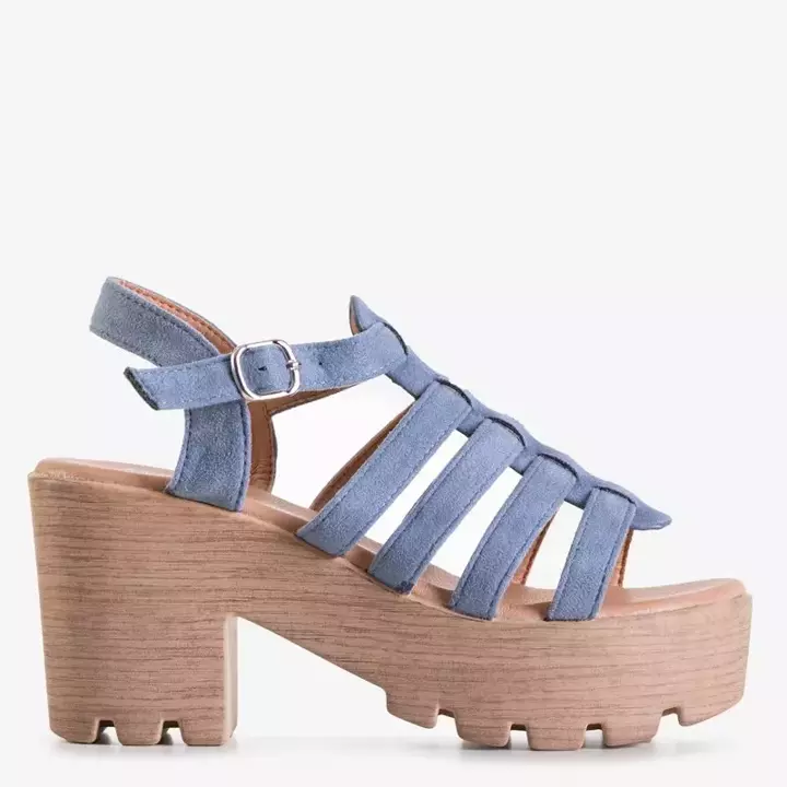 OUTLET Modré dámské sandály na vysokém podpatku Tamianka - Obuv