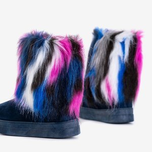 OUTLET Námořnické modré dámské sněhové boty s kožešinou Marell - Obuv