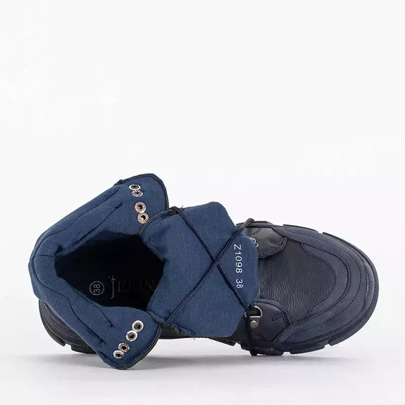 OUTLET Námořnicky modré dámské šněrovací kotníkové boty Tedera - Boty