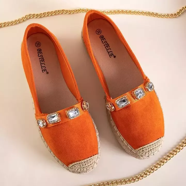OUTLET Oranžové dámské espadrilky s krystaly Fenenny - boty