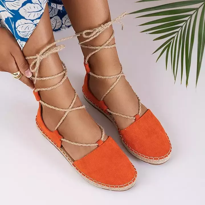 OUTLET Oranžové dámské vázané espadrilky Lasoria - boty