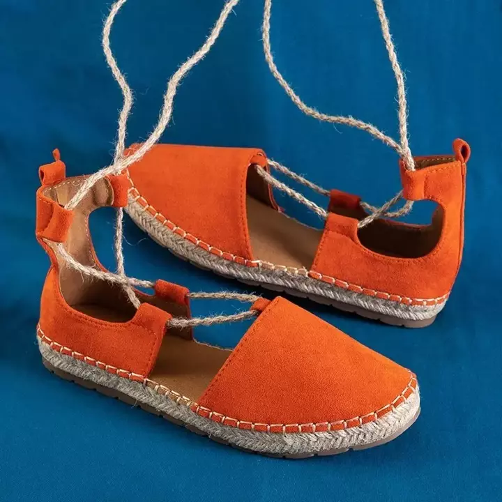OUTLET Oranžové dámské vázané espadrilky Lasoria - boty
