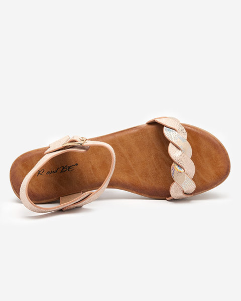 OUTLET Růžové a zlaté dámské sandály s holografickými vložkami Neluna - Obuv