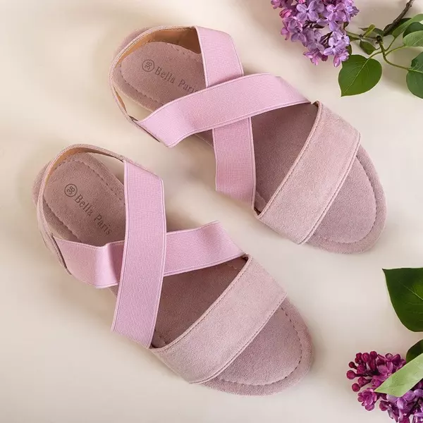 OUTLET Růžové dámské ekologicky semišové sandály Wiledan - Boty