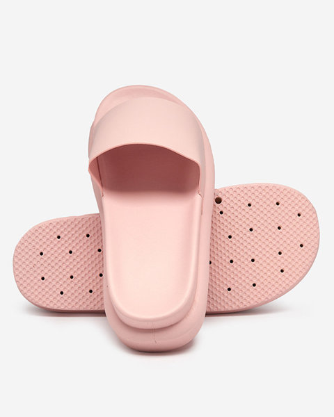 OUTLET Růžové dámské pantofle na silnější podrážce Amall- Shoes