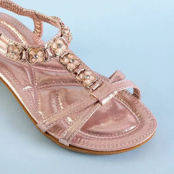 OUTLET Růžové dámské sandály s ornamenty Blora - Obuv