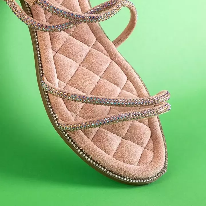 OUTLET Růžové dámské sandály se zirkony Swirelli - Obuv