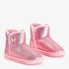 OUTLET Růžové dětské sněhové boty s motýlkem Umabela - Obuv