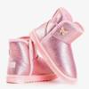 OUTLET Růžové dětské sněhové boty s motýlkem Umabela - Obuv