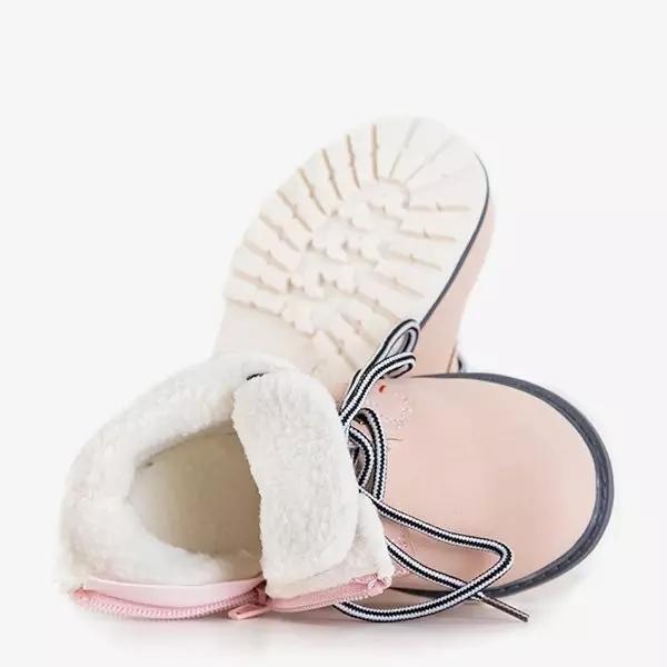 OUTLET Růžové dívčí zateplené špičkové boty - Boty